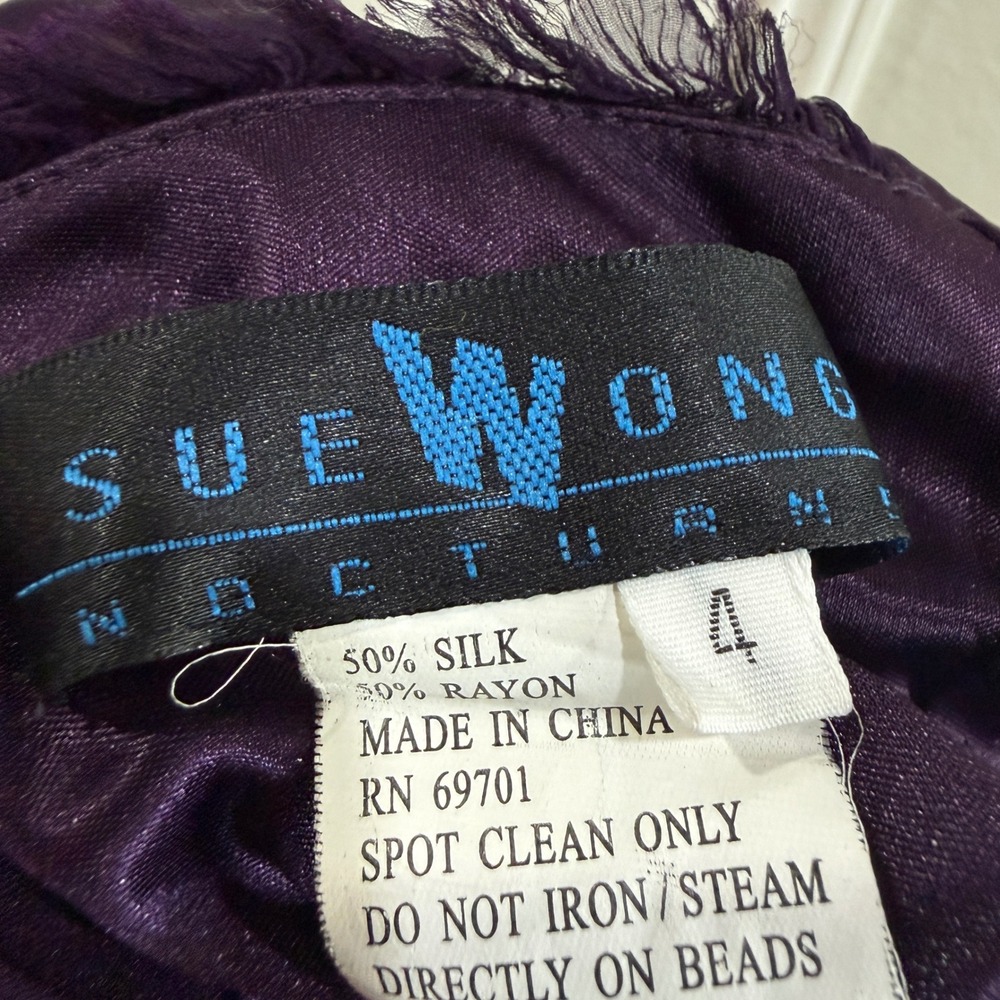 Sue Wong Nocturne Purple Velvet Silk Halter Mini Dress Beaded Y2K Whimsigoth 4 - Picture 12 of 13
